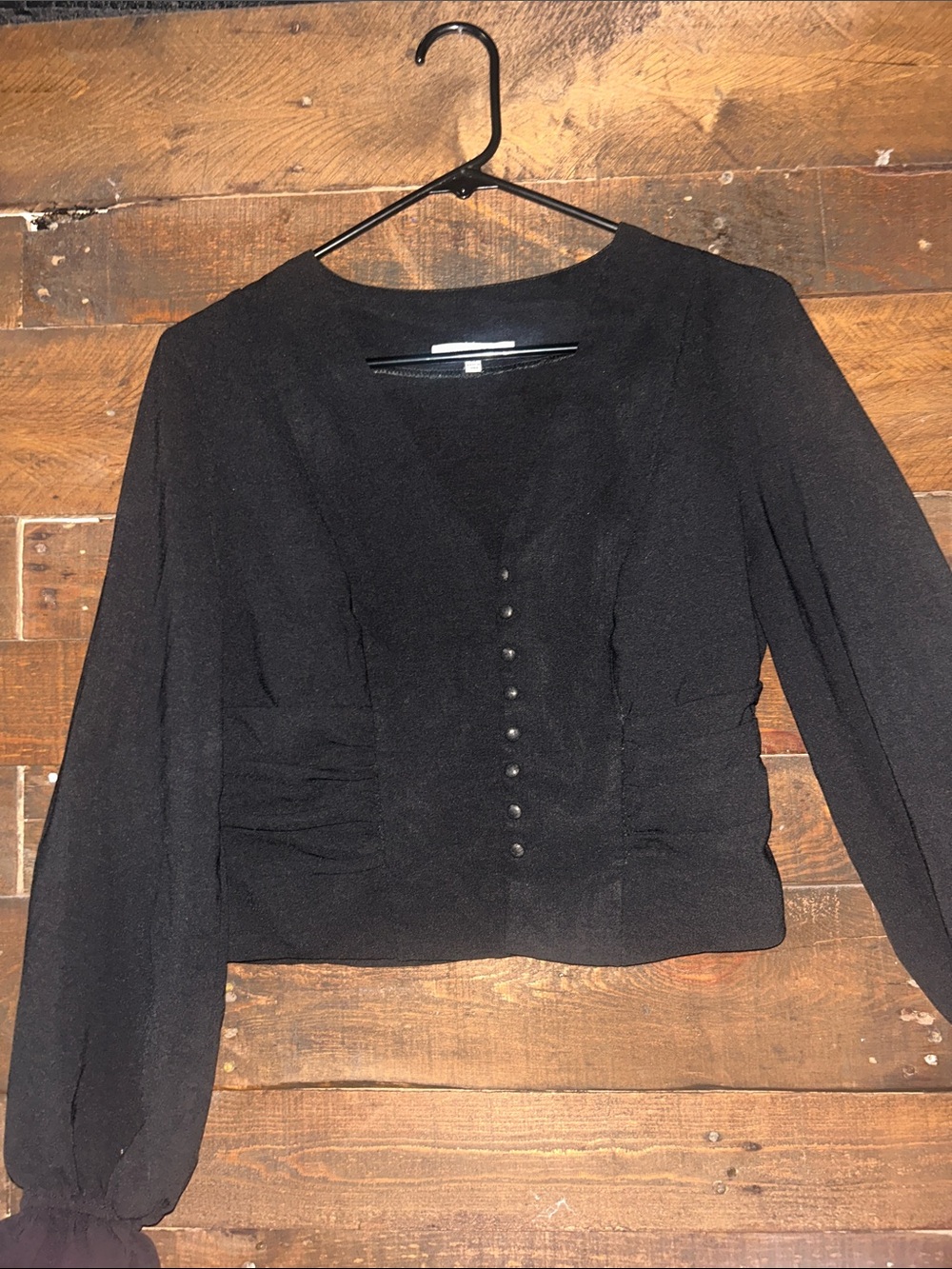 Women's Black Cropped Button-Front Blazer Jacket
